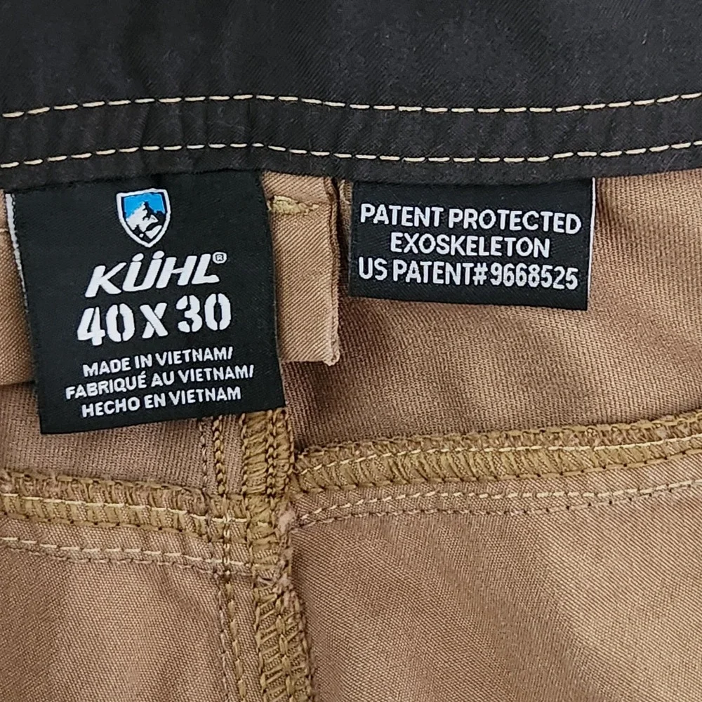 KUHL Radikl Pants Mens 40x30 Khaki Tan Hiking Workwear Stretch Articulated Knee